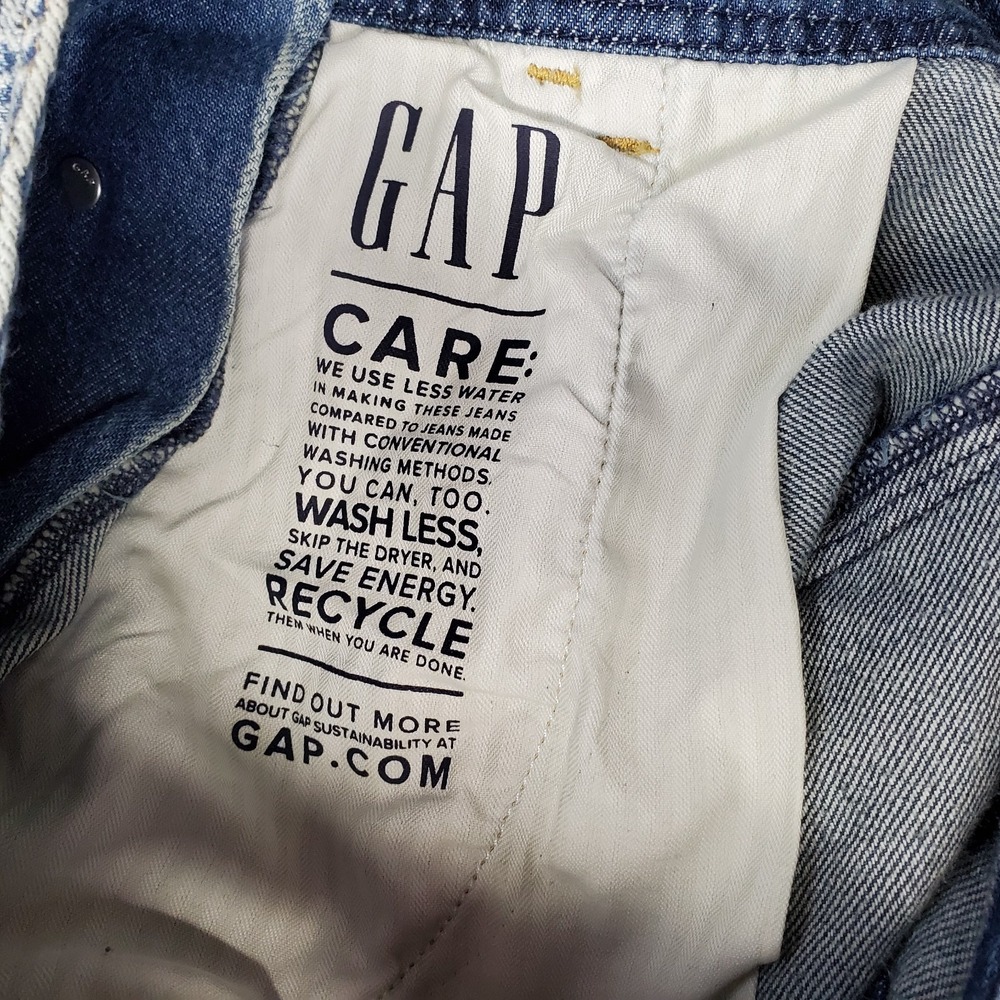 Gap Baggy Overalls Womens L Blue Ultrasoft Denim Light Wash Side Button Wide Leg - Picture 7 of 11